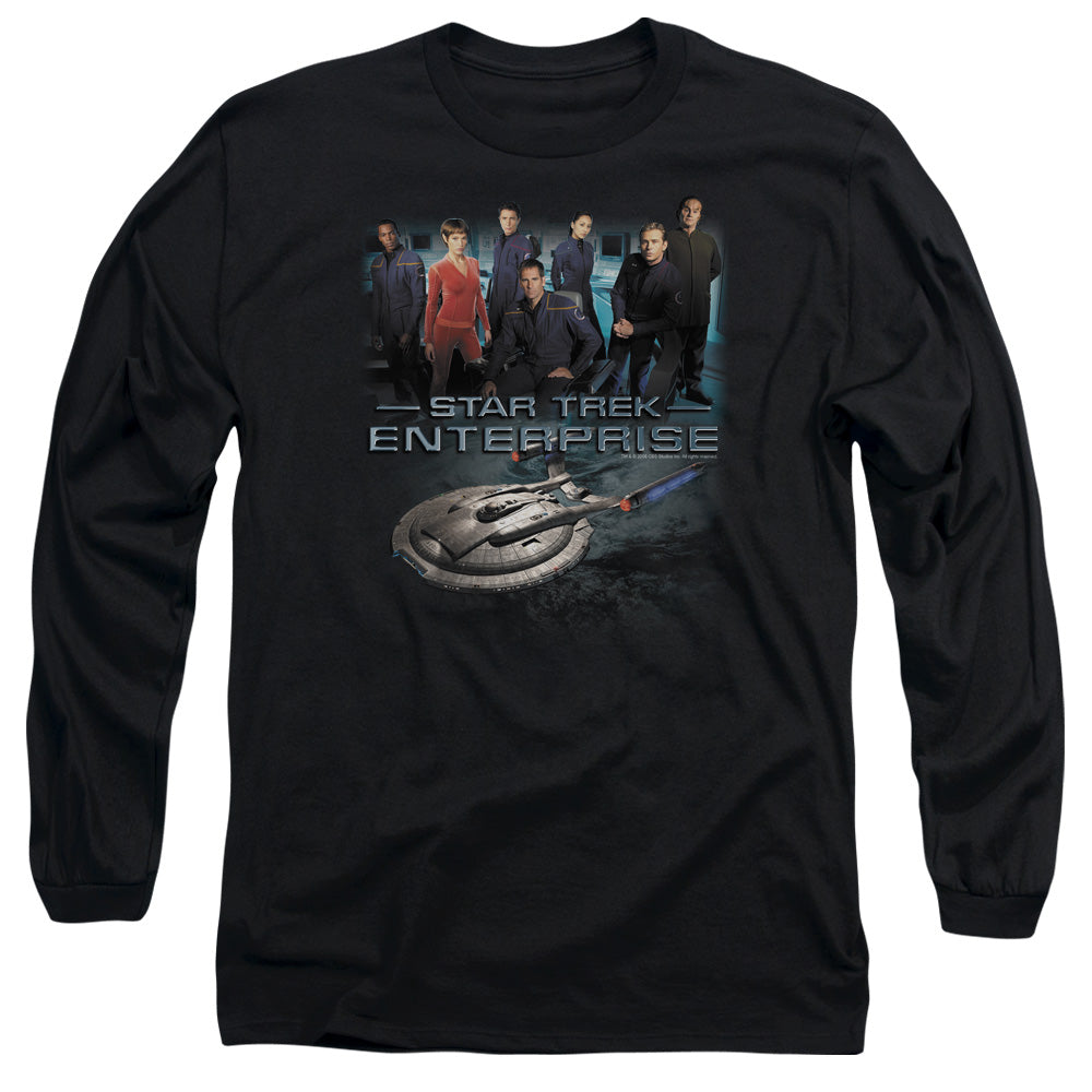 Star Trek Enterprise Crew Mens Long Sleeve Shirt Black Officially Licensed