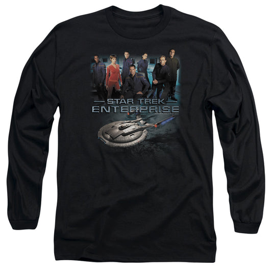 Star Trek Enterprise Crew Mens Long Sleeve Shirt Black Officially Licensed