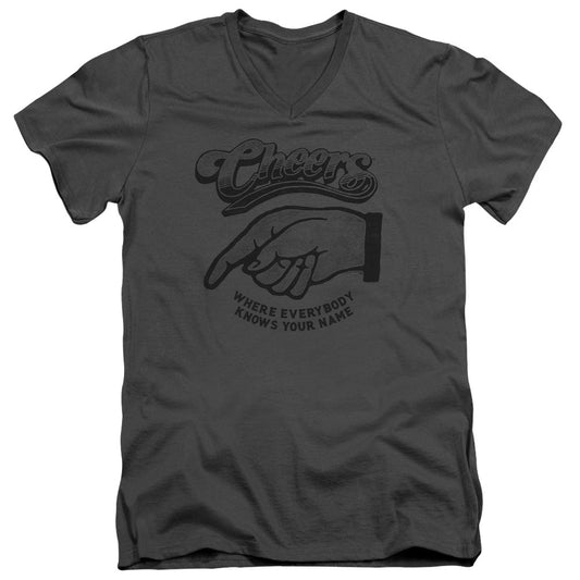 Cheers the Standard Mens Slim Fit V-Neck T Shirt Charcoal