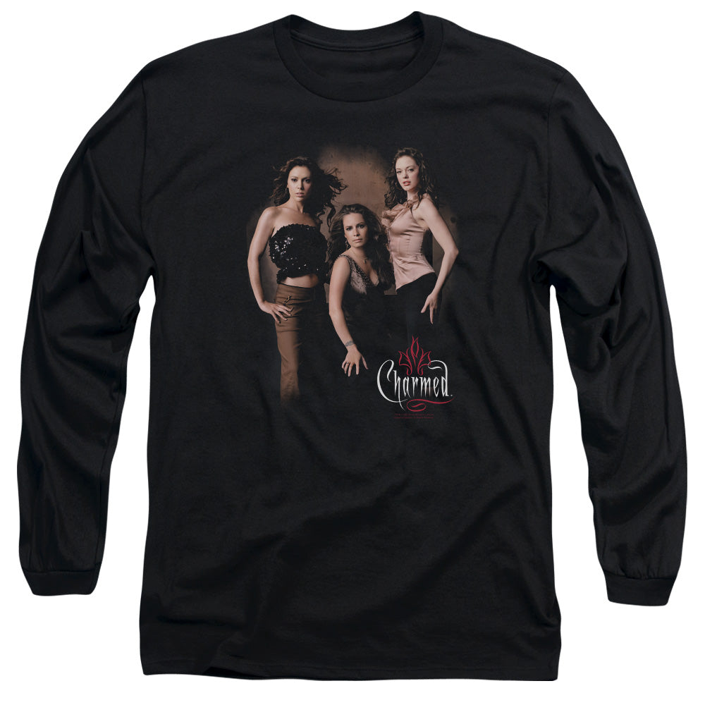 Charmed Three Hot Witches Mens Long Sleeve Shirt Black Officially Licensed