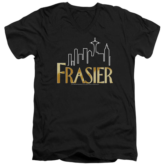 Frasier Frasier Logo Mens Slim Fit V-Neck T Shirt Black