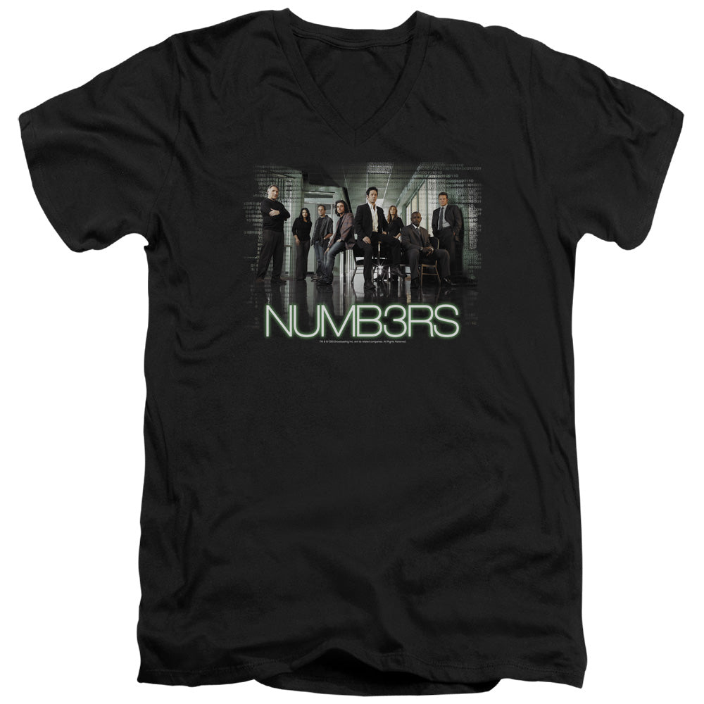 Numb3rs Numbers Cast Mens Slim Fit V-Neck T Shirt Black