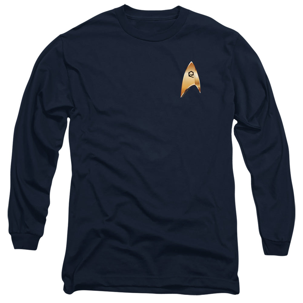 Star Trek Discovery Operations Badge Mens Long Sleeve Shirt Navy Officially Licensed