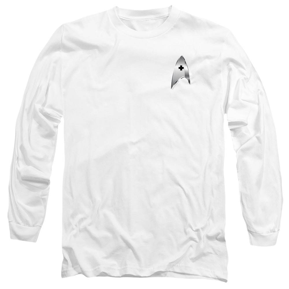 Star Trek Discovery Medical Badge Mens Long Sleeve Shirt White Officially Licensed