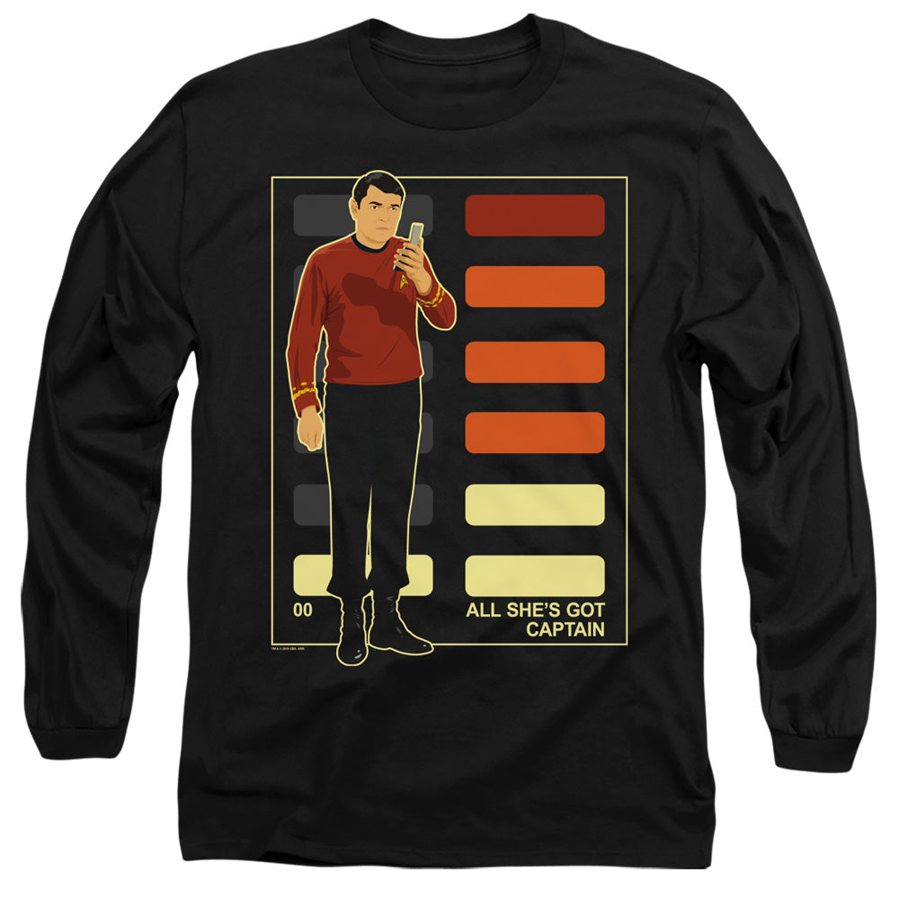 Star Trek All Shes Got Captain Mens Long Sleeve Shirt Black Officially Licensed