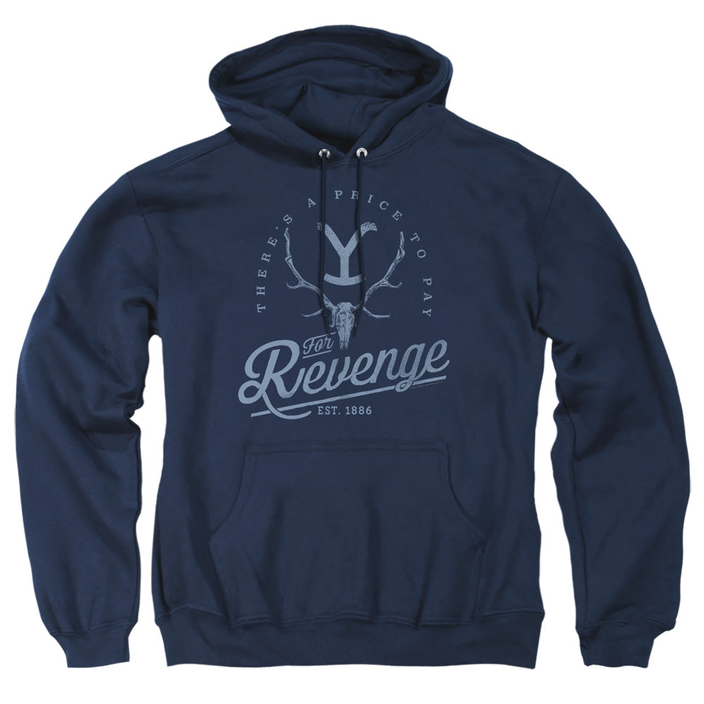 Yellowstone Revenge Skull Mens Hoodie Navy