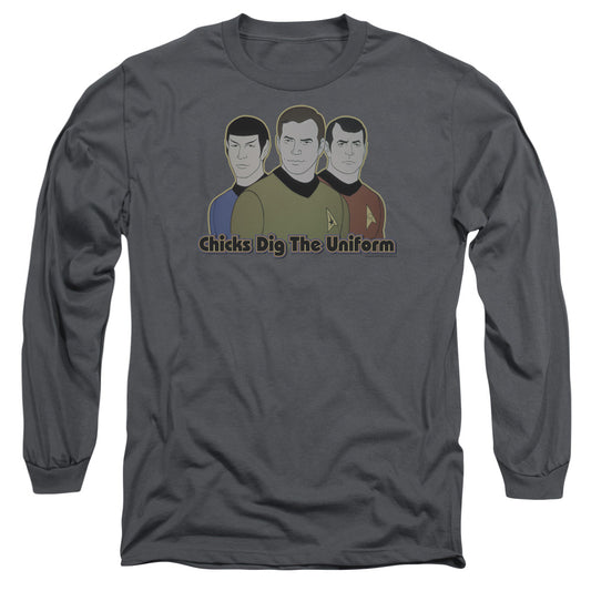 Star Trek Dig It Mens Long Sleeve Shirt Charcoal Officially Licensed
