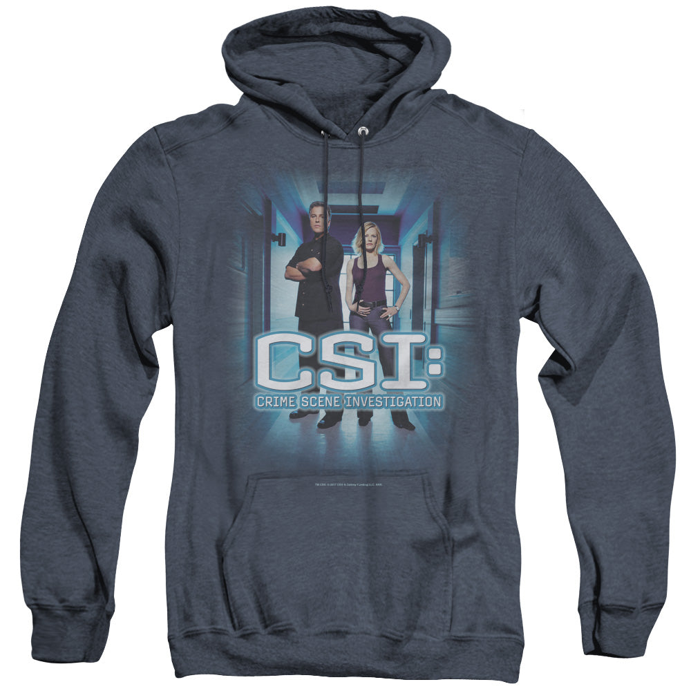 Csi Serious Business Heather Mens Hoodie Navy