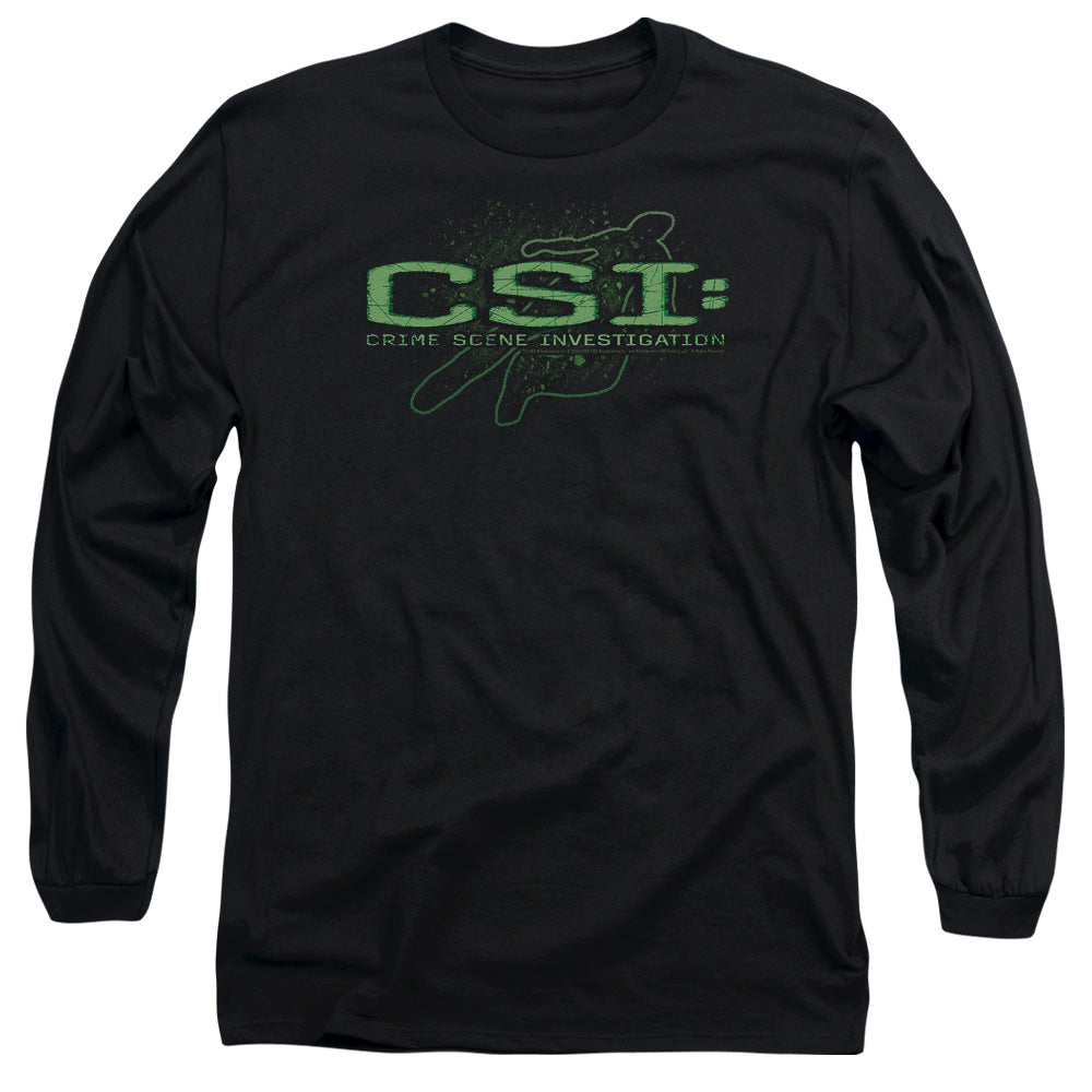 Csi Sketchy Shadow Mens Long Sleeve Shirt Black Officially Licensed