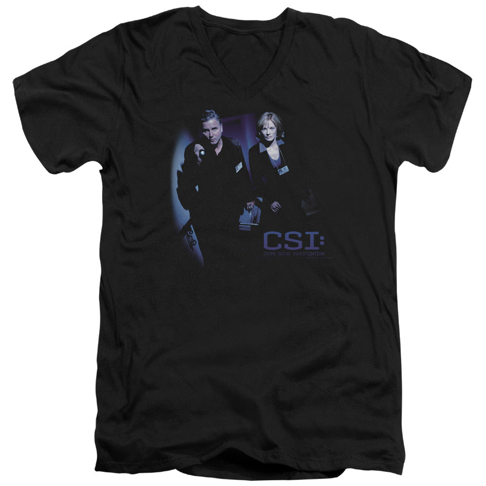 Csi at the Scene Mens Slim Fit V-Neck T Shirt Black