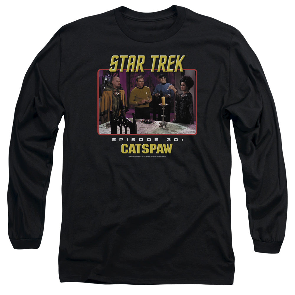 Star Trek Original Cats Paw Mens Long Sleeve Shirt Black Officially Licensed