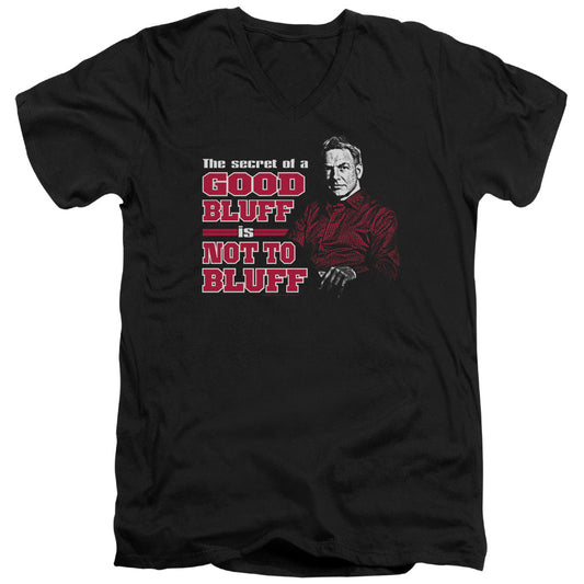 Ncis No Bluffing Mens Slim Fit V-Neck T Shirt Black