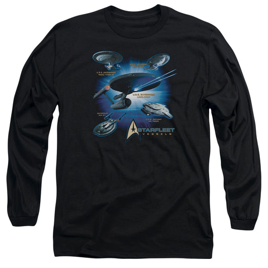 Star Trek Starfleet Vessels Mens Long Sleeve Shirt Black Officially Licensed