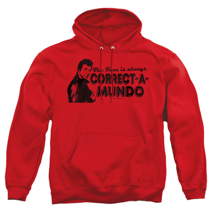 Happy Days Correct A Mundo Mens Hoodie Red