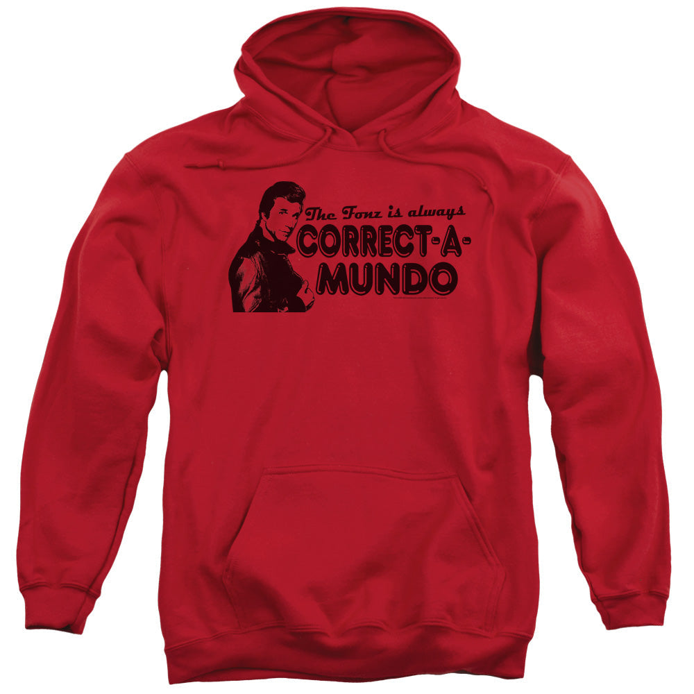 Happy Days Correct A Mundo Mens Hoodie Red