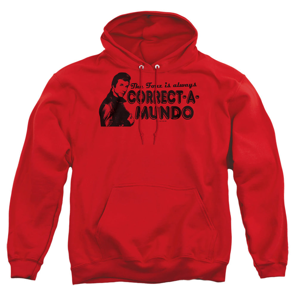 Happy Days Correct A Mundo Mens Hoodie Red
