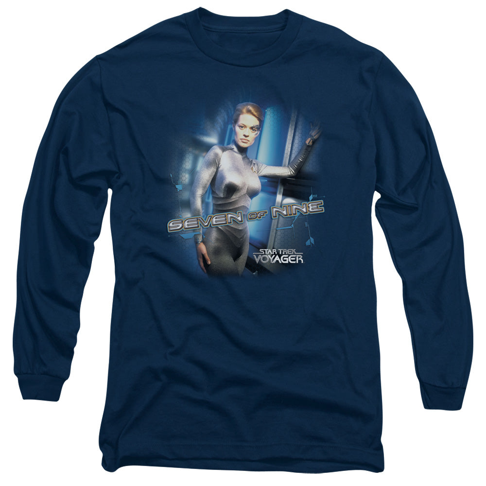 Star Trek Seven Of Nine Mens Long Sleeve Shirt Navy Officially Licensed