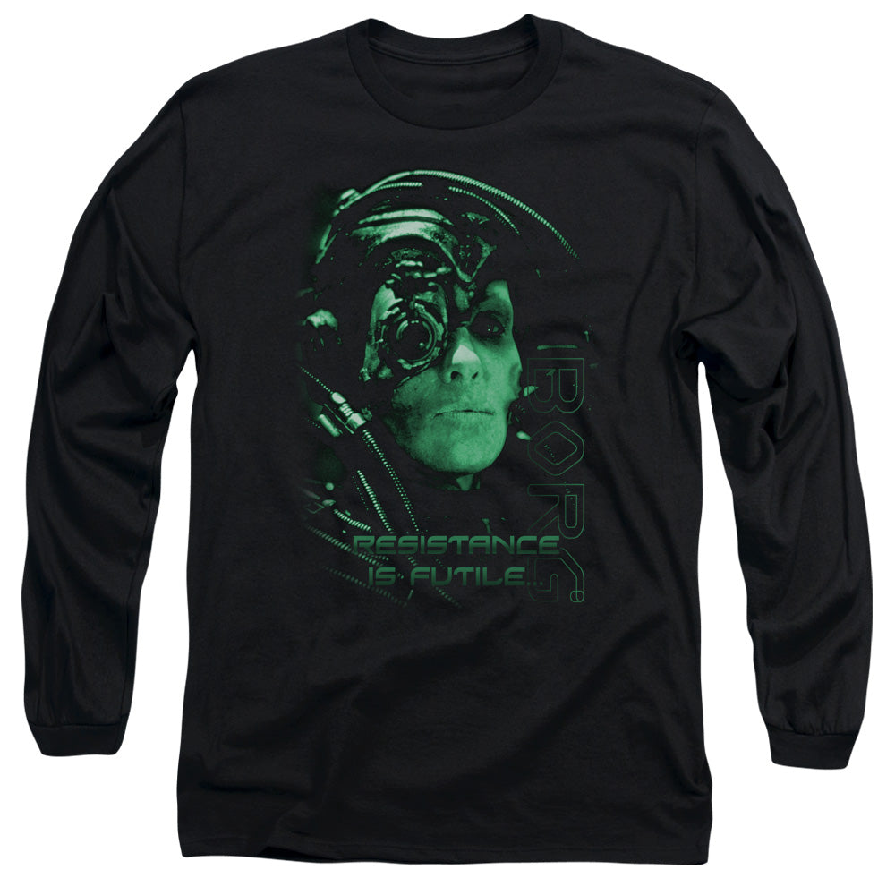 Star Trek Resistance Is Futile Mens Long Sleeve Shirt Black Officially Licensed
