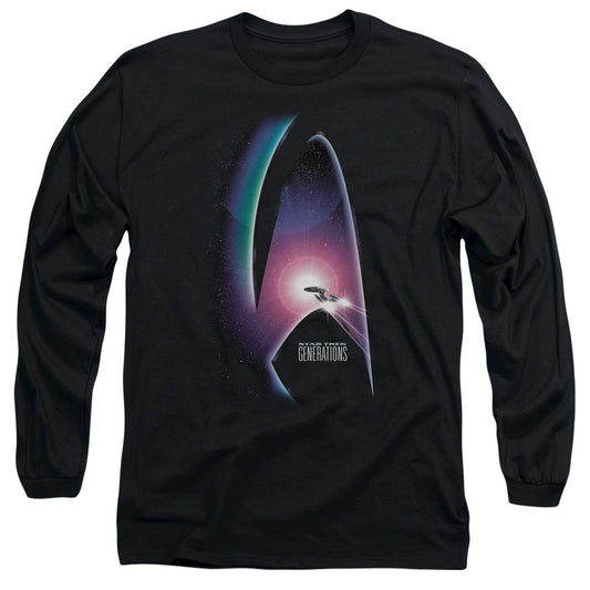 Star Trek Generations(Movie) Mens Long Sleeve Shirt Black Officially Licensed