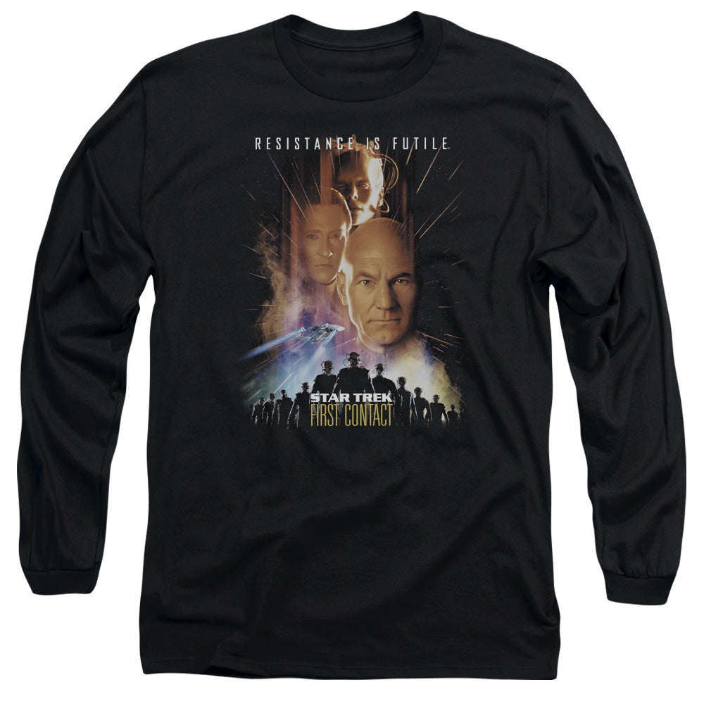 Star Trek First Contact(Movie) Mens Long Sleeve Shirt Black Officially Licensed