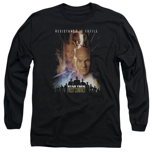 Star Trek First Contact(Movie) Mens Long Sleeve Shirt Black Officially Licensed