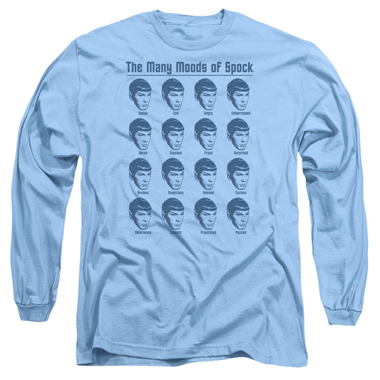 Star Trek Many Moods Of Spock Mens Long Sleeve Shirt Carolina Blue Officially Licensed