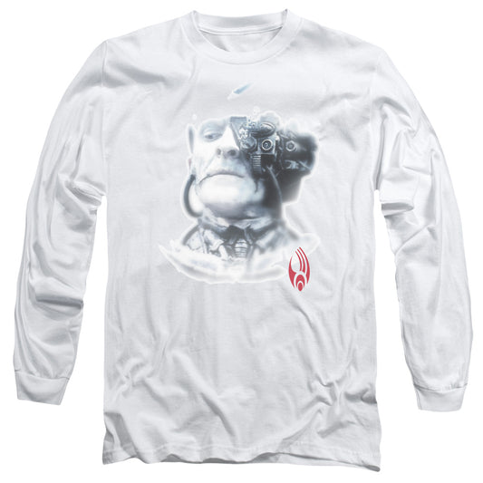 Star Trek Borg Head Mens Long Sleeve Shirt White Officially Licensed