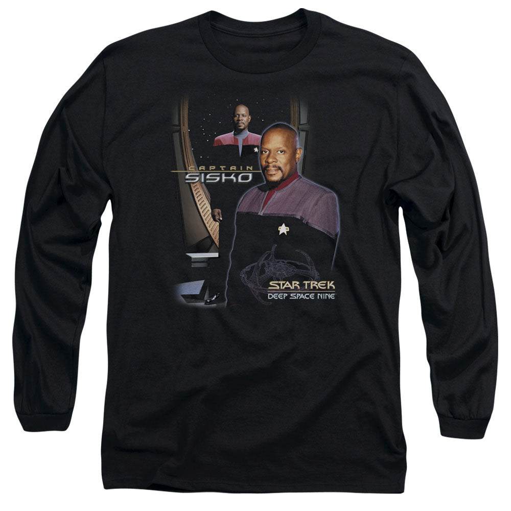 Star Trek Captain Sisko Mens Long Sleeve Shirt Black Officially Licensed