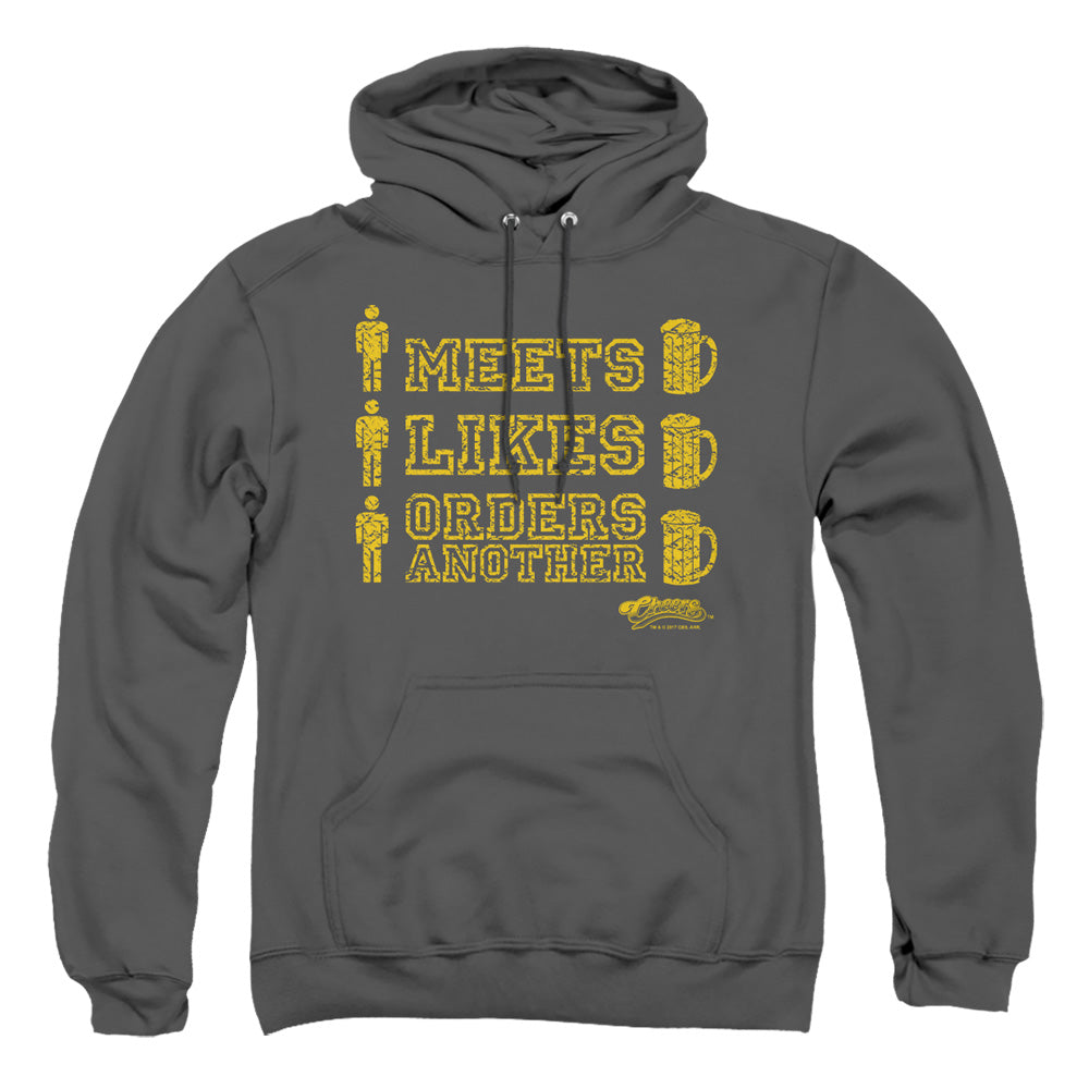 Cheers Man Meets Beer Mens Hoodie Charcoal
