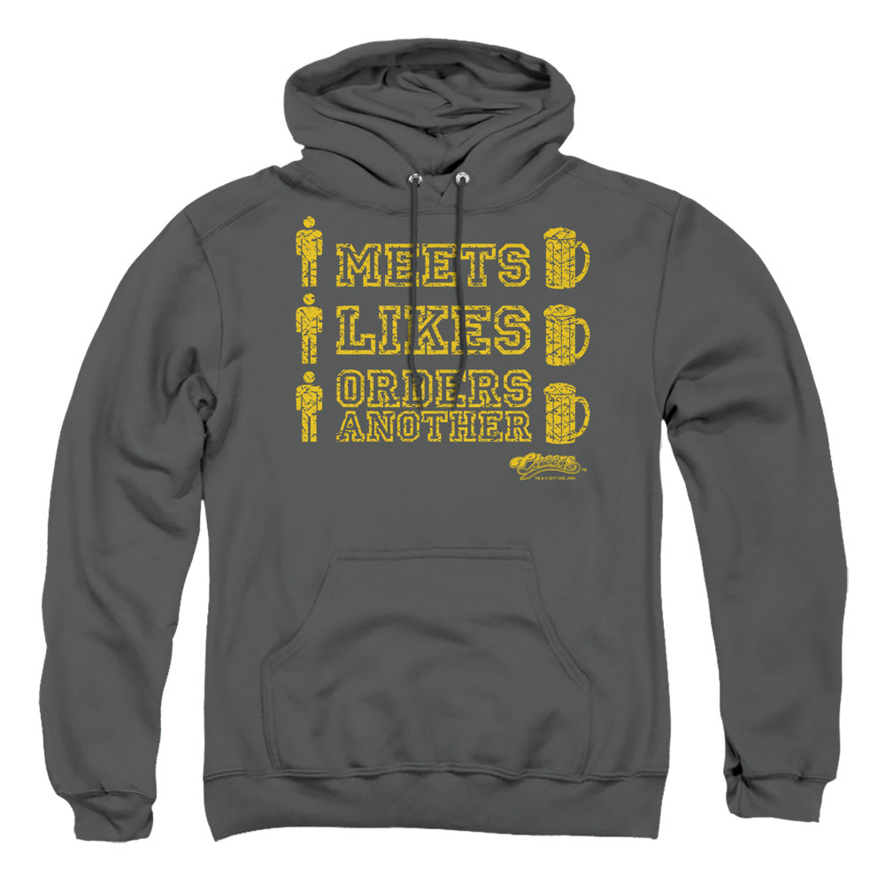 Cheers Man Meets Beer Mens Hoodie Charcoal