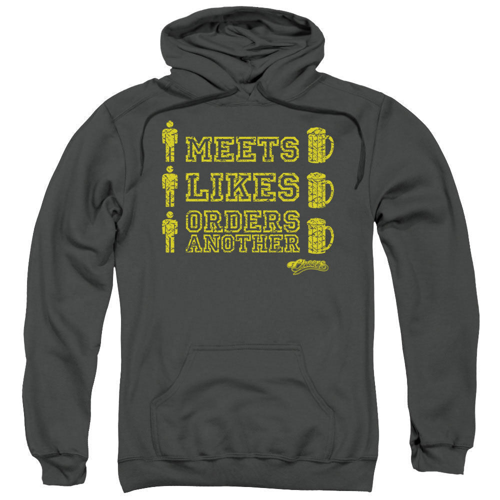 Cheers Man Meets Beer Mens Hoodie Charcoal