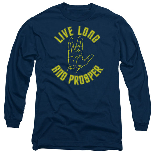 Star Trek Live Long Hand Mens Long Sleeve Shirt Navy Officially Licensed