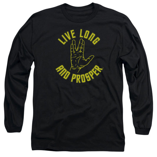 Star Trek Live Long Hand Mens Long Sleeve Shirt Black Officially Licensed