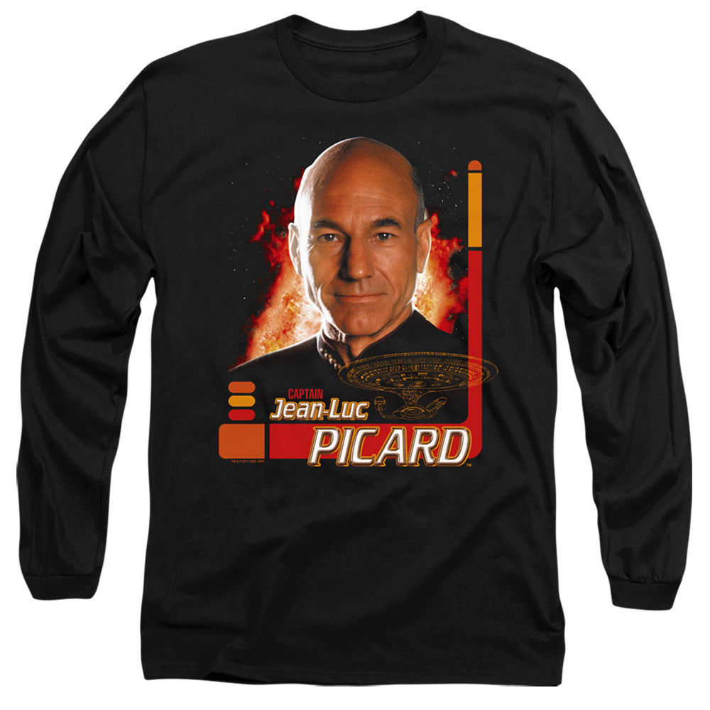 Star Trek Captain Picard Mens Long Sleeve Shirt Black Officially Licensed