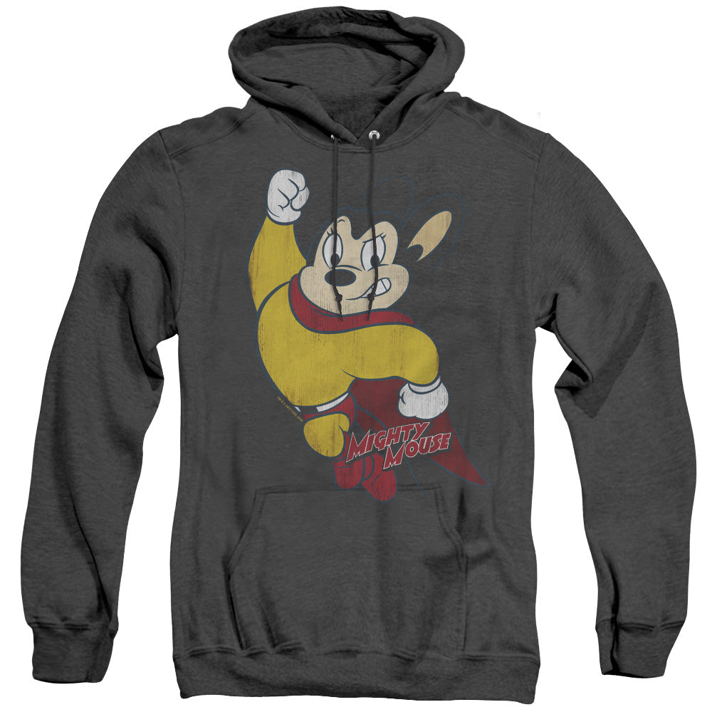 Mighty Mouse Classic Hero Heather Mens Hoodie Black