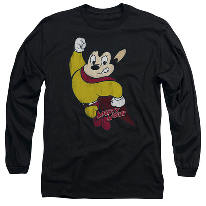 Mighty Mouse Classic Hero Mens Long Sleeve Shirt Black