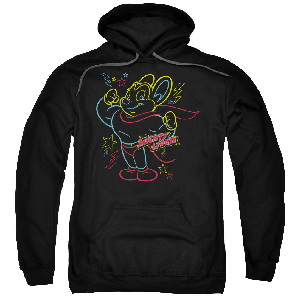 Mighty Mouse Neon Hero Mens Hoodie Black