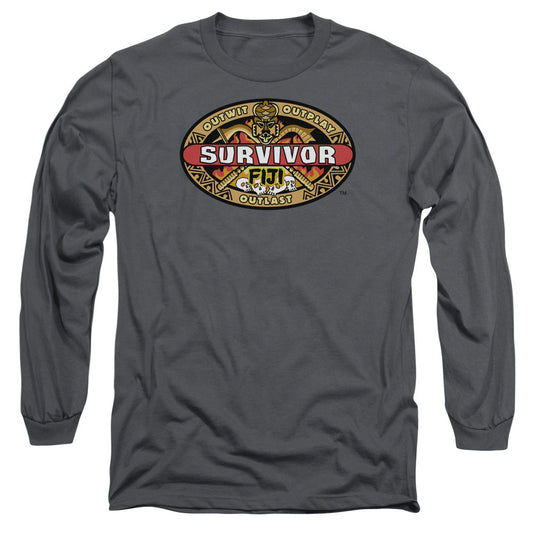 Survivor Fiji Mens Long Sleeve Shirt Charcoal Officially Licensed