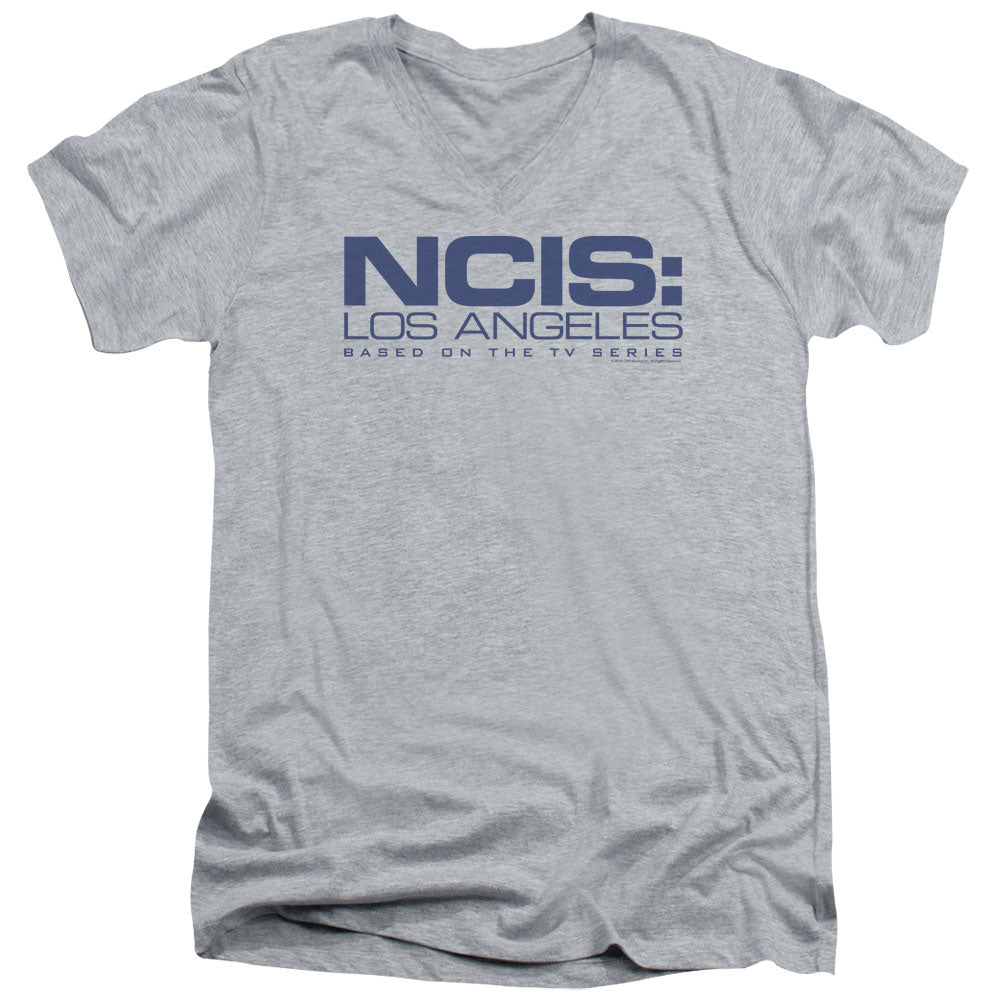 Ncis La Logo Mens Slim Fit V-Neck T Shirt Athletic Heather