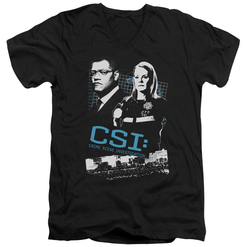 Csi Investigate This Mens Slim Fit V-Neck T Shirt Black