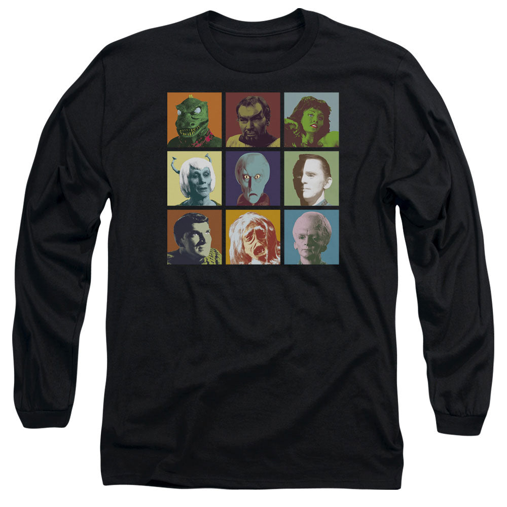 Star Trek Alien Squares Mens Long Sleeve Shirt Black Officially Licensed