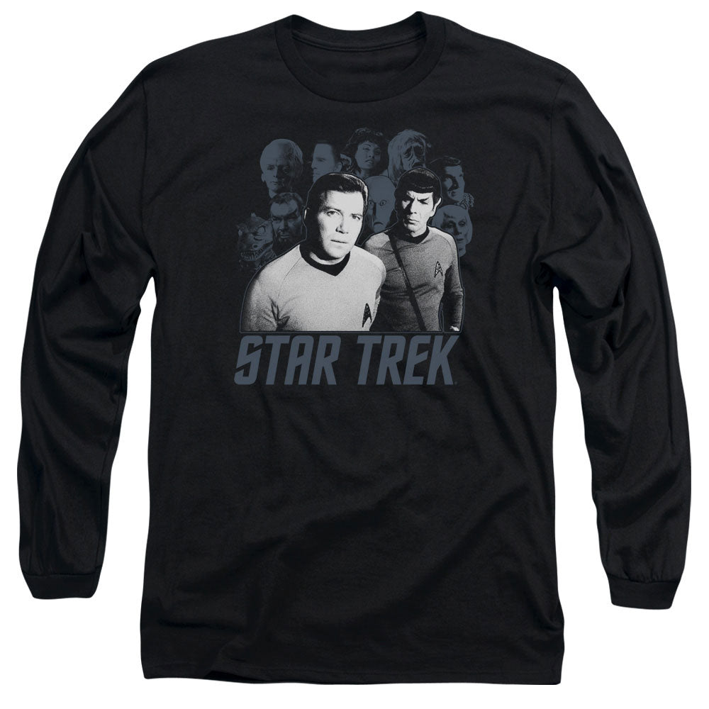 Star Trek Kirk Spock And Company Mens Long Sleeve Shirt Black Officially Licensed