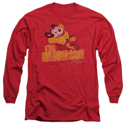Mighty Mouse Im Mighty Mens Long Sleeve Shirt Red