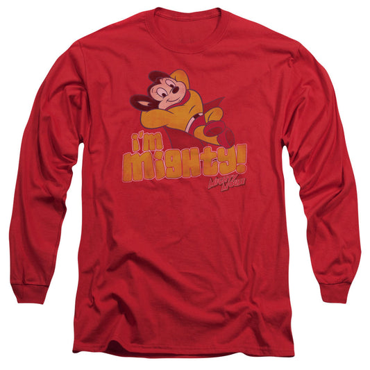 Mighty Mouse Im Mighty Mens Long Sleeve Shirt Red