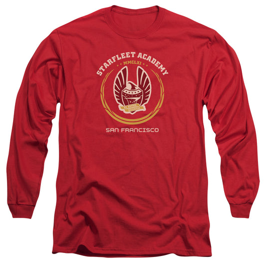 Star Trek Academy Heraldry Mens Long Sleeve Shirt Red Officially Licensed