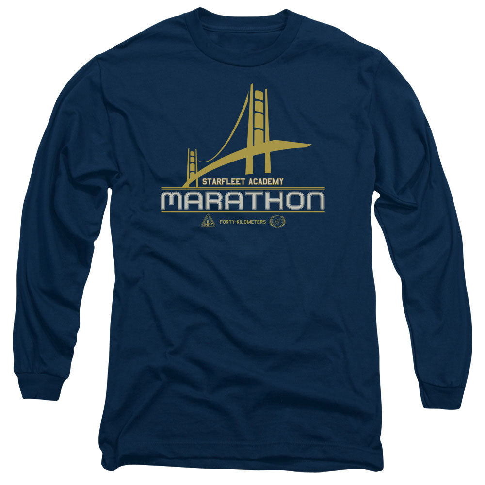 Star Trek Marathon Logo Mens Long Sleeve Shirt Navy Officially Licensed