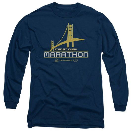 Star Trek Marathon Logo Mens Long Sleeve Shirt Navy Officially Licensed