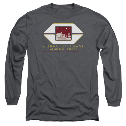 Star Trek Cochrane Library Mens Long Sleeve Shirt Charcoal Officially Licensed