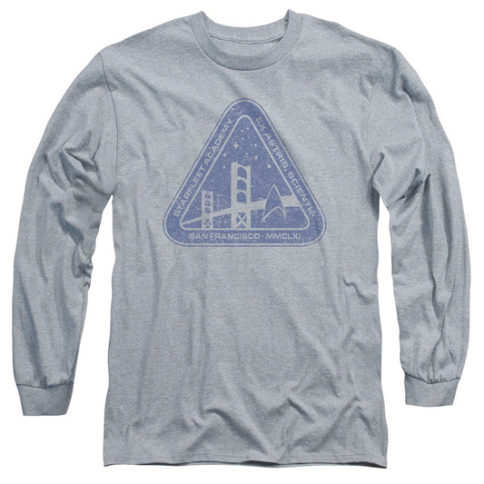 Star Trek Distressed Logo Mens Long Sleeve Shirt Athletic Heather Officially Licensed