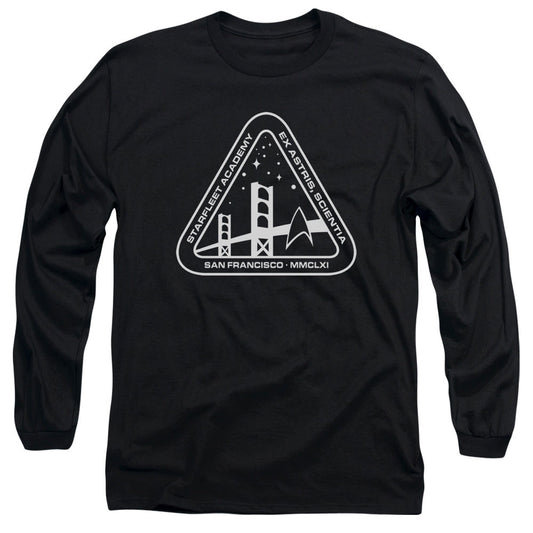 Star Trek White Academy Logo Mens Long Sleeve Shirt Black Officially Licensed